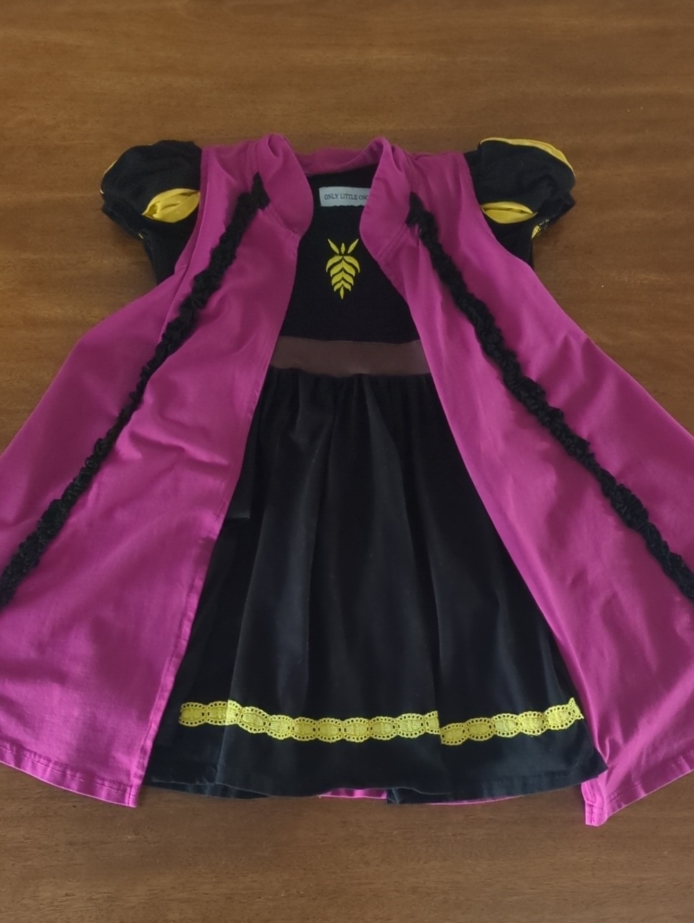 Only Little Once Girls Frozen Anna Twirl Dress With Removable Cape Size 7 GUC